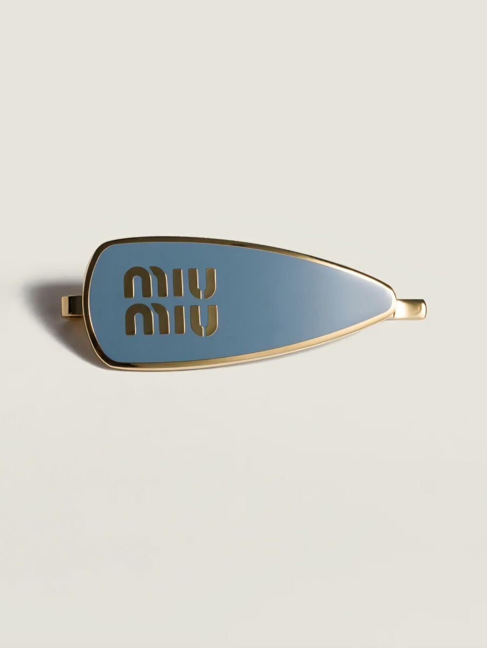 Miu Miu Enameled Metal Hair Clip Blue